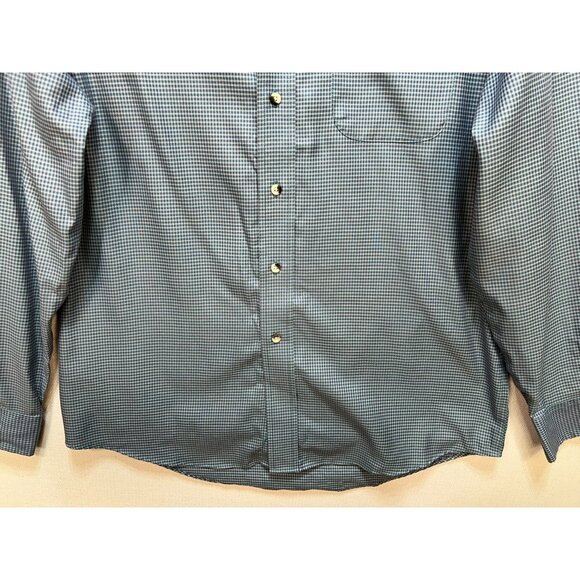 Joseph A Banks Men's Travelers Collection Tailored Fit Shirt Size M Blue Plaid - Picture 5 of 12